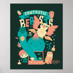 Cartoon Fantastische borsten met nieuwe scamander Poster