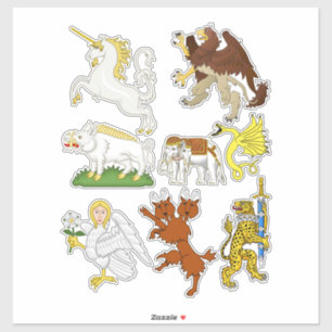 Cartoon Fantasy Beasts en Kunst Sticker