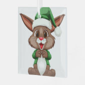 Cartoon Feestkonijn Glas Ornament (Voorkant links)