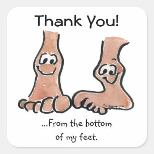 Cartoon Feet Bedankt met hart op reguliere Sticker
