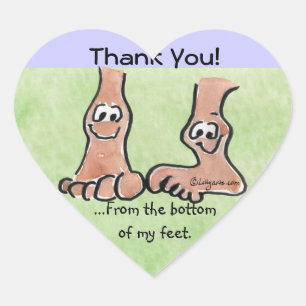 Cartoon Feet Dank je wel Heart Sticker
