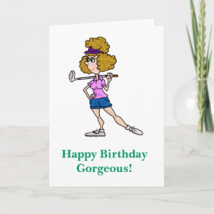 Cartoon Femme Golfer Funny Carte d'anniversaire