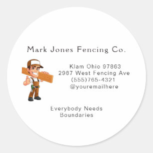 Cartoon Fencing Guy Company Service Ronde Sticker