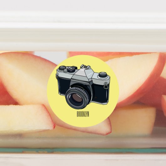 Cartoon filmcamera labels (Aangebracht)