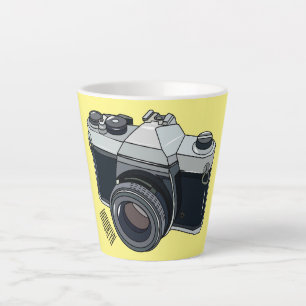 Cartoon filmcamera latte mok