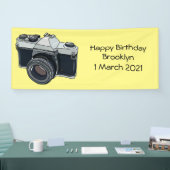 Cartoon filmcamera spandoek (Beurs)