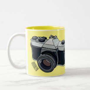 Cartoon filmcamera tweekleurige koffiemok