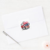 Cartoon Fire Engine Vierkante Sticker (Envelop)