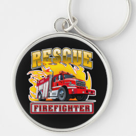 Cartoon Fire Truck T-shirt Sleutelhanger