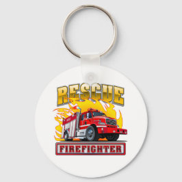 Cartoon Fire Truck T-shirt Sleutelhanger