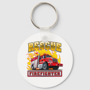 Cartoon Fire Truck T-shirt Sleutelhanger