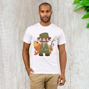 Cartoon Fisherman met Big Catch Funny Gevist T-shirt