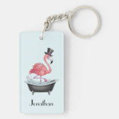 Cartoon Flamingo gepersonaliseerd Sleutelhanger (achterkant)