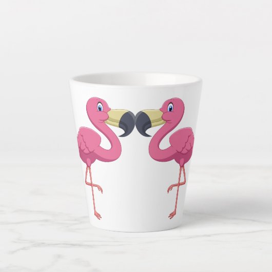 Cartoon Flamingos personaliseren Latte Mok (Voorkant)