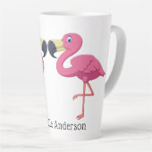 Cartoon Flamingos personaliseren Latte Mok (Rechterhoek)
