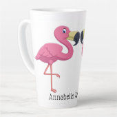 Cartoon Flamingos personaliseren Latte Mok (Linkerhoek)