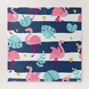 Cartoon Flamingo's: Zomer Tropisch . Legpuzzel