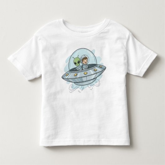 Cartoon Flying Alien Kinder Shirts (Voorkant)