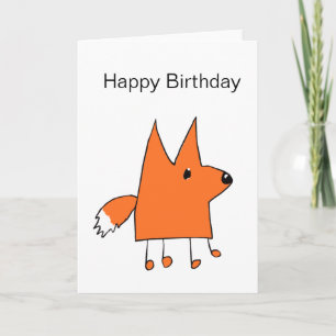 Cartoon Fox Birthday Card Kaart