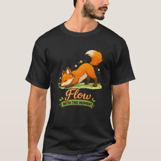 Cartoon Fox Downward Dog Yoga Design T-shirt