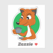 Cartoon fox drink thee - vinylsticker sticker (Vel)