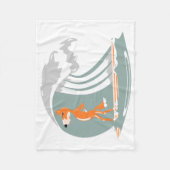 Cartoon Fox op een surfplank Fleece Deken (Voorkant)