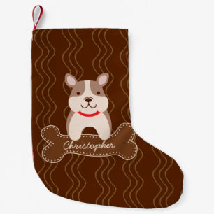 Cartoon Franse Bulldog Cute Puppy Dog Aangepaste n Kleine Kerstsok