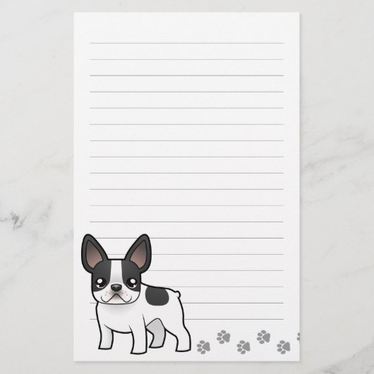Cartoon French Bulldog Briefpapier (Voorkant)