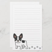 Cartoon French Bulldog Briefpapier (Voorkant / Achterkant)