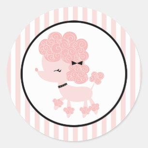 Cartoon French Poodle Ronde Sticker