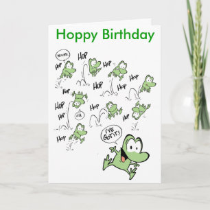 Cartoon Frog Happy Birthday-kaart Kaart
