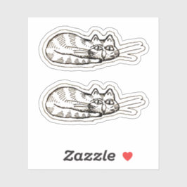 Cartoon Funny Cat Doodle Custom-cut Vinyl Stickers