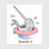 Cartoon Funny Cute Kawaii Narwhal Splashing Sticker (Vel)