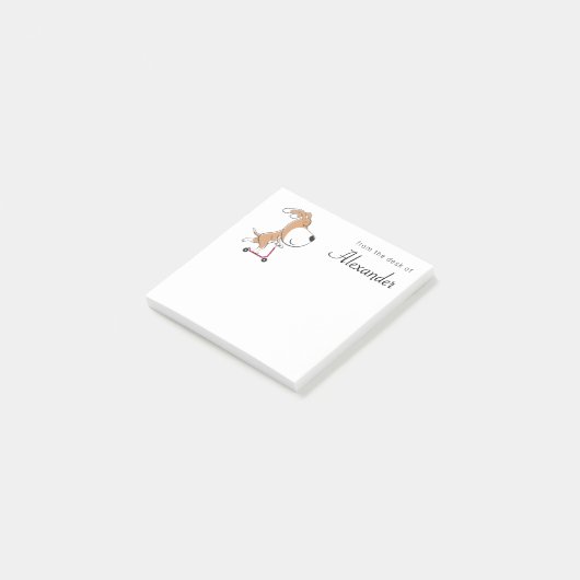 Cartoon Funny Dog Puppy Kick Scooter Kinderen Post-it® Notes (Schuin)