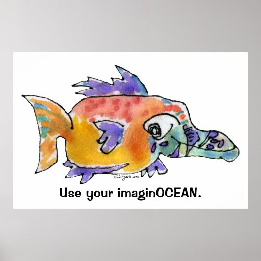 Cartoon Funny Fish 099 ImaginOCEAN Poster Grand (Devant)