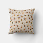 Cartoon Funny Honey Bee Honeycomb Pattern Kussen (Achterkant)