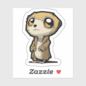 Cartoon Funny Meerkat en manteau Sticker (Feuille)