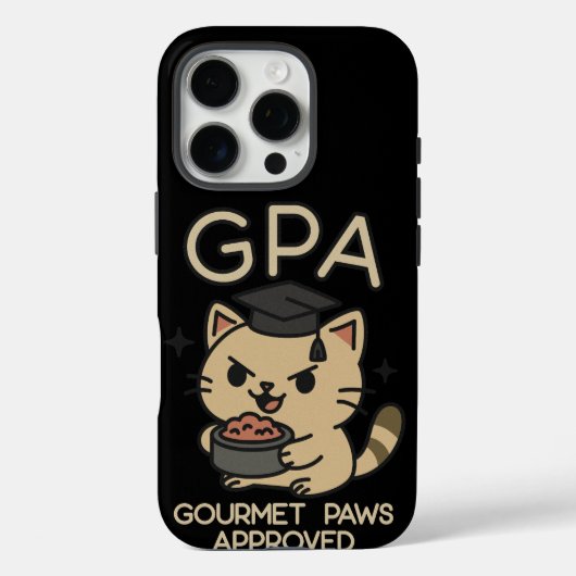 Cartoon Funny Scholar Cat Tuna Paws Case-Mate iPhone Case (Achterkant)