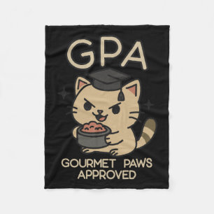 Cartoon Funny Scholar Cat Tuna Paws Fleece Deken