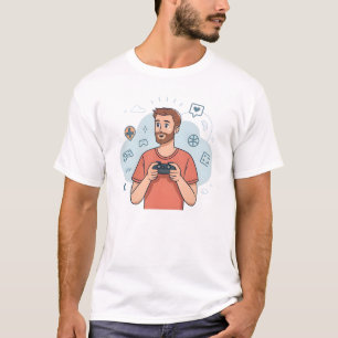 Cartoon Gamer Karakter Illustratie T-shirt