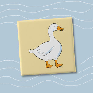 Cartoon Gans Gele Vierkante Knop Button 5,1 Cm