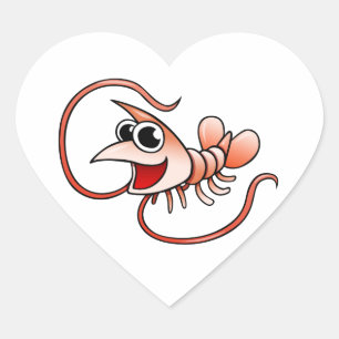 Cartoon Garnaal Hart Sticker