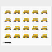 Cartoon Geel en Zwart Schoolbus Vierkante Sticker (Vel)