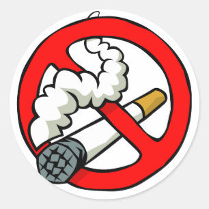 Cartoon geen rookbord ronde sticker
