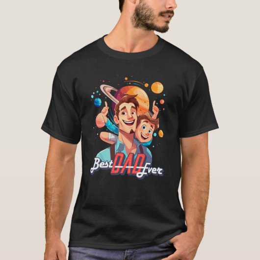 Cartoon Geïllustreerd Schattige Best Dad T-shirt (Voorkant)