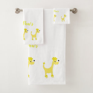 Cartoon gele poedel Posh Paws Bath Towel Set Bad Handdoek