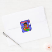 Cartoon Genius Box op graandoos Vierkante Sticker (Envelop)