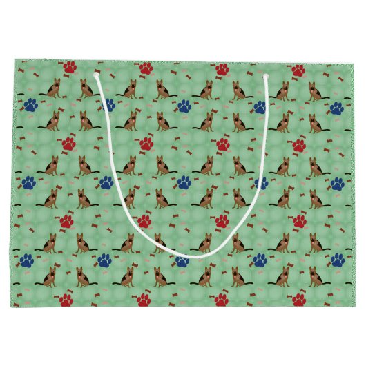 Cartoon German Shepherd Dog Large Cadeautasje (Achterkant)