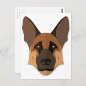 Cartoon German Shepherd Head Briefkaart (Voorkant / Achterkant)