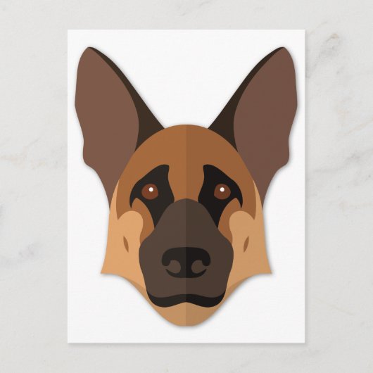 Cartoon German Shepherd Head Briefkaart (Voorkant)